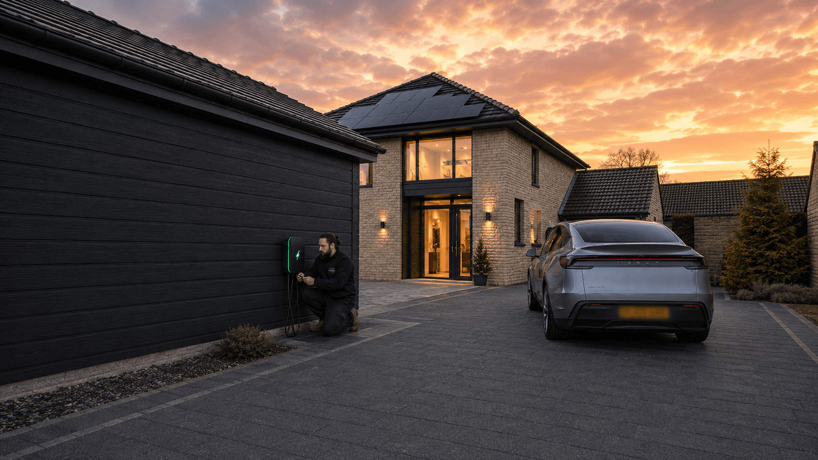 Electric vehicle charger installation at a home